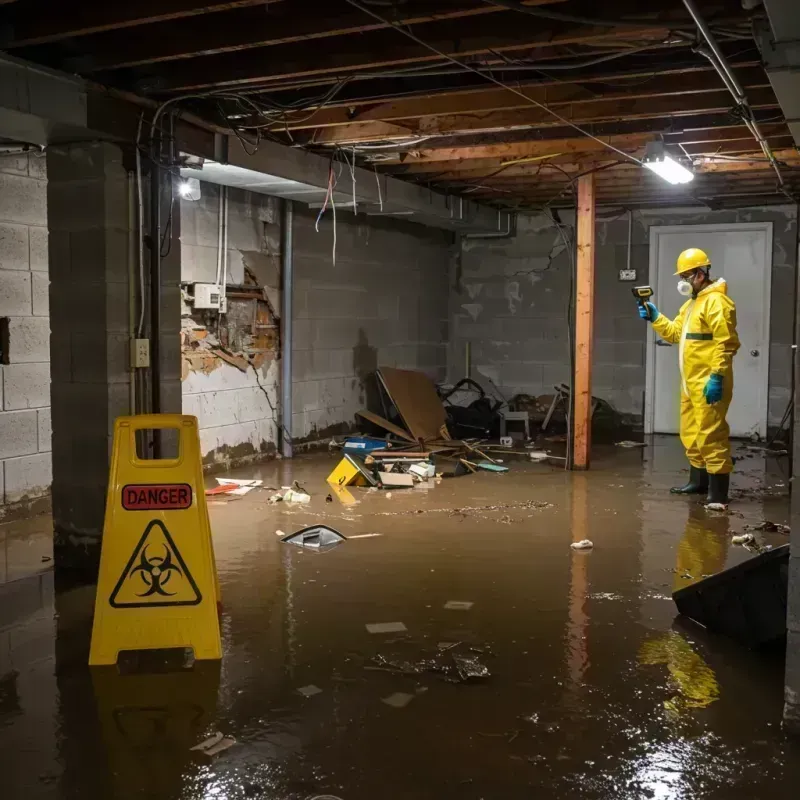 Flooded Basement Electrical Hazard in Grayville, IL Property